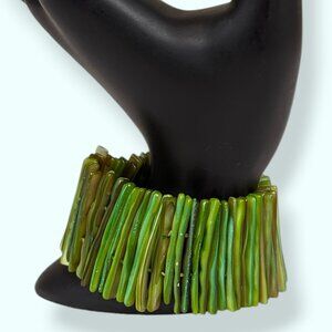 Lime Green Abalone Stretch Bracelet